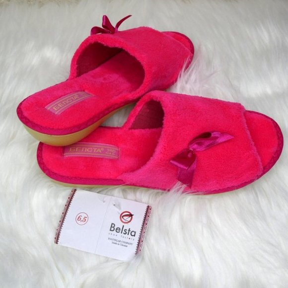 Belsta Hot Pink Open Toe Slippers - Picture 1 of 7